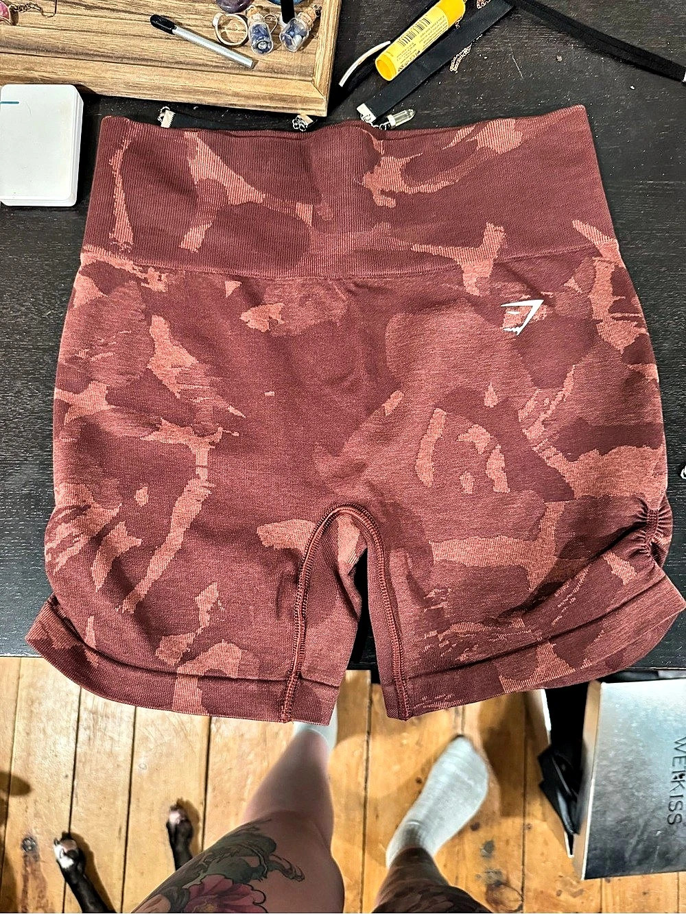 Gymshark Camo Athletic Shorts in Burgundy & Pink Like New